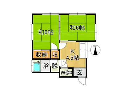 第二太田アパート(2K/2階)の間取り写真