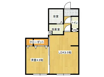 チアフルビューティ白山 A棟(1LDK/2階)の間取り写真