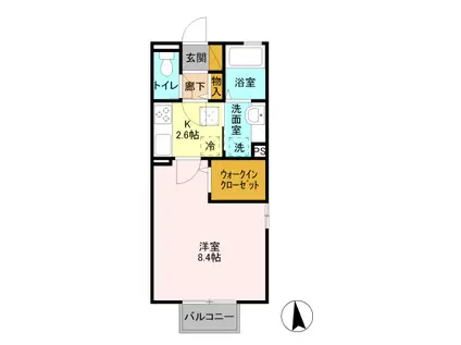 オプティマールB(1K/2階)の間取り写真