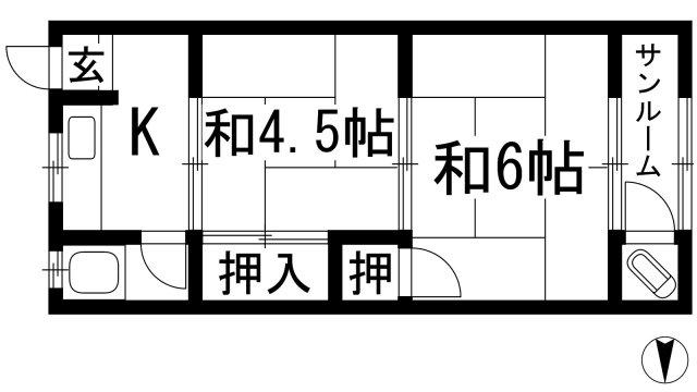 ゆたか荘(2K/2階)の間取り写真