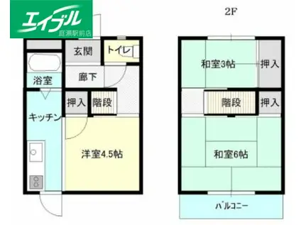 JR吉備線 備前一宮駅 徒歩7分 2階建 築59年(3K/1階)の間取り写真
