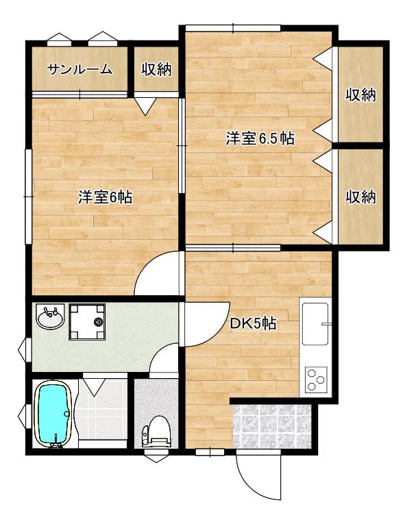 ファミール館町B(2DK/1階)の間取り写真