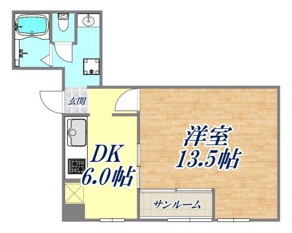 鶯橋マンション(1DK/2階)の間取り写真