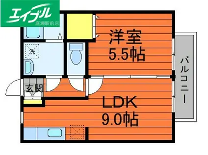 ビバリースクエアB(1LDK/2階)の間取り写真