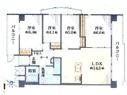 アーバンハイツ巣鴨A棟(4LDK/7階)の間取り写真