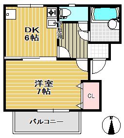 第十ショーケービル(1DK/2階)の間取り写真