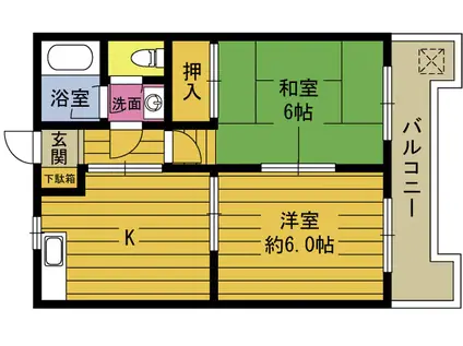 フラワーハイツ森町A(2DK/4階)の間取り写真