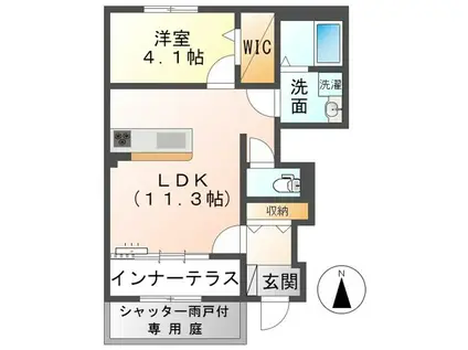 ヴィオス(1LDK/1階)の間取り写真