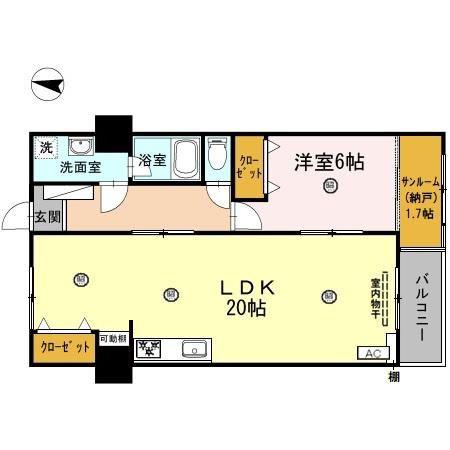 ファミール五反田(1LDK/6階)の間取り写真