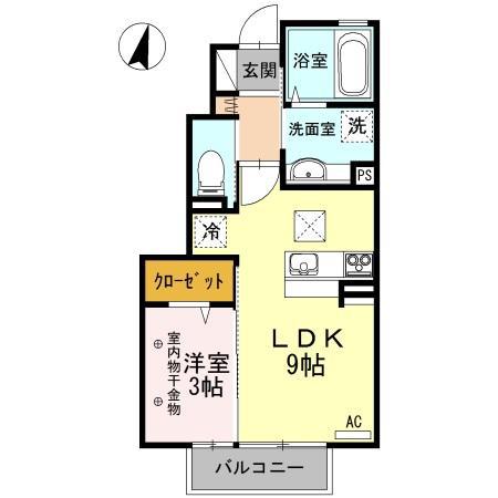 ベル・プリム(1LDK/1階)の間取り写真