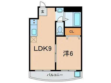 ハイツ大蔵(1LDK/2階)の間取り写真
