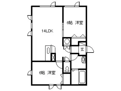 フェルメールII(2LDK/1階)の間取り写真