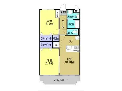 ユーミーキャッスル(2LDK/2階)の間取り写真