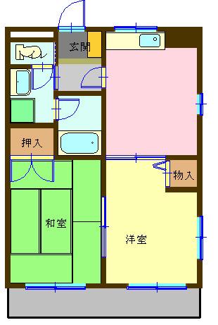ともえハイツC(3DK/3階)の間取り写真