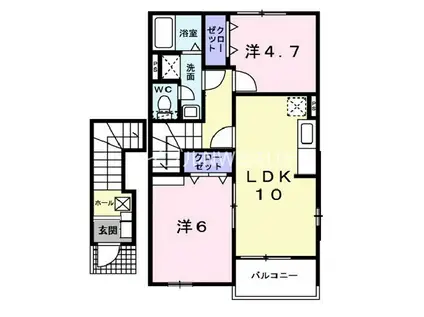 アルクエンシェル(2DK/1階)の間取り写真