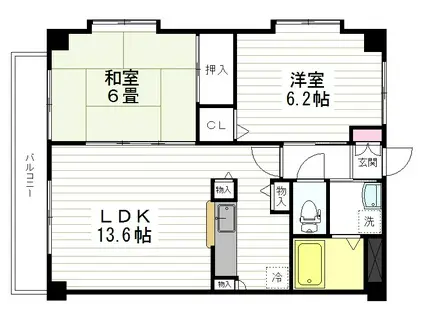 桜弐番館(2LDK/4階)の間取り写真