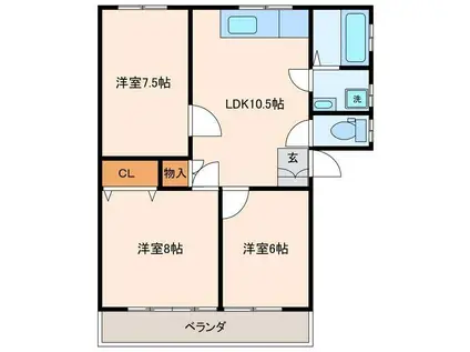 メゾン旭陽2(3LDK/2階)の間取り写真