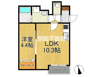 LELIENBLANC香椎I(1LDK/1階)の間取り写真