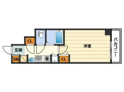 プレサンス梅田フロンティア(1K/4階)の間取り写真
