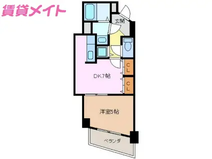 ポンドサイド蓮 パートI(1DK/3階)の間取り写真