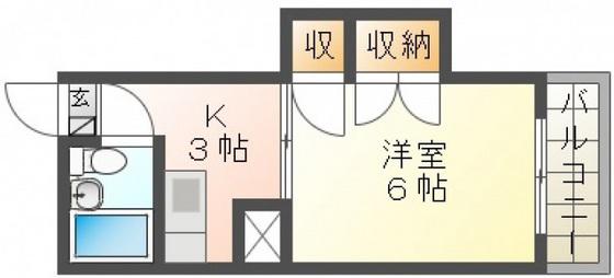 DICEBLDG.中広町(1K/2階)の間取り写真