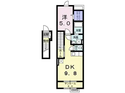 サンリット梶原II(1DK/2階)の間取り写真