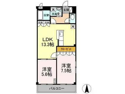 プロスペリティー(2LDK/2階)の間取り写真