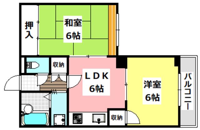 吉川ハイツ(2DK/2階)の間取り写真