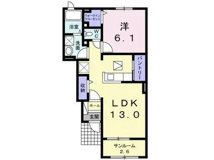 ヴァナ・ディールA(1LDK/1階)の間取り写真