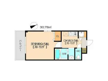 パルレII(1DK/1階)の間取り写真