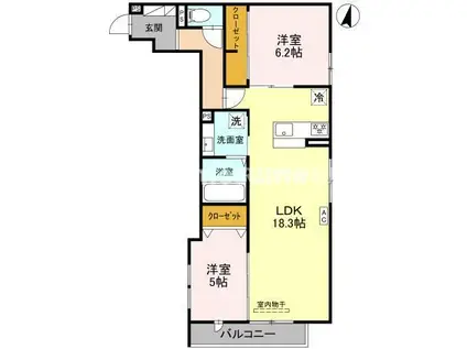 トリシア武庫川(2LDK/2階)の間取り写真