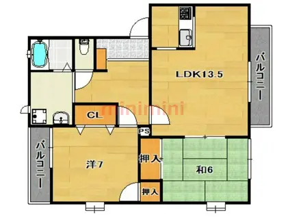 コスモフラット木村(2LDK/2階)の間取り写真