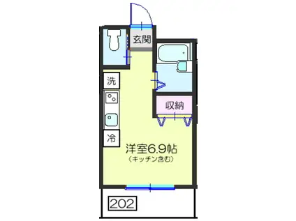 メゾンシェヌ(ワンルーム/2階)の間取り写真