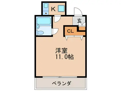 ラフィネ新栄(1K/11階)の間取り写真