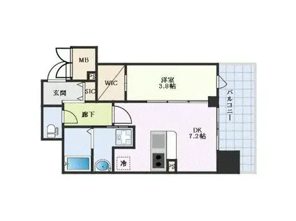 LA WAISON NAMBA ウエスト(1DK/9階)の間取り写真