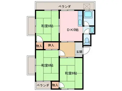 まつきマンション(3DK/4階)の間取り写真