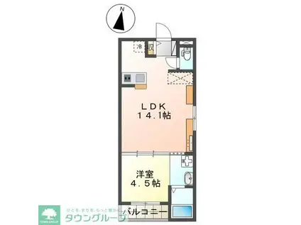 CICLAMINO(1LDK/1階)の間取り写真
