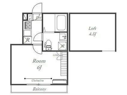 プランドール西戸部 A棟(1K/2階)の間取り写真