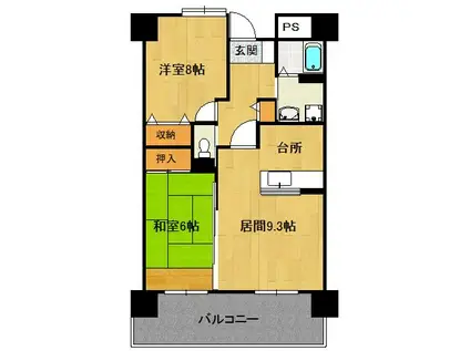 チェリーガーデン(2LDK/11階)の間取り写真