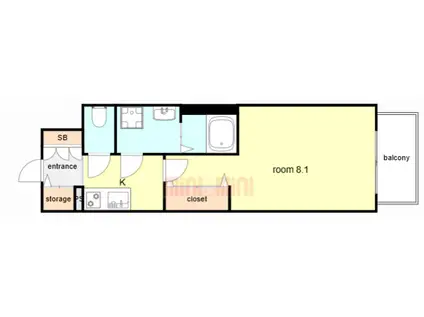 ソルテラス神戸栄町通(1K/7階)の間取り写真