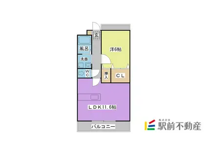 イルプリモ上津(1LDK/1階)の間取り写真