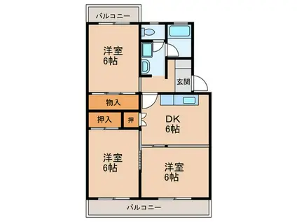 水町ビル(3DK/3階)の間取り写真