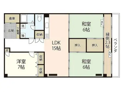 広島県農業共済会館(3LDK/3階)の間取り写真