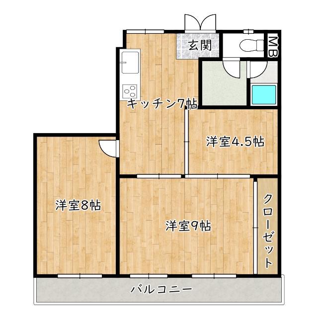 辰巳マンション(3DK/4階)の間取り写真