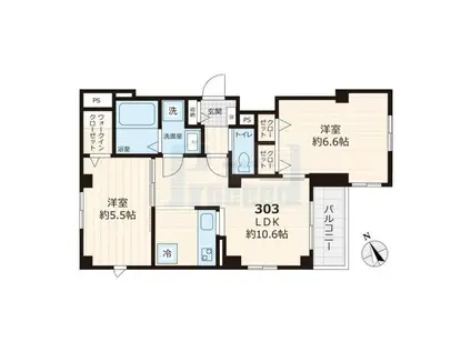 YUSHIMA KWD 7(2LDK/3階)の間取り写真