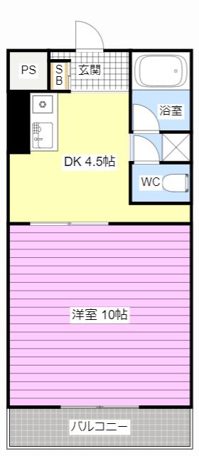 メゾンフルール(1DK/2階)の間取り写真