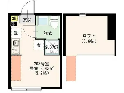 ハーモニーテラス若宮VII(ワンルーム/2階)の間取り写真