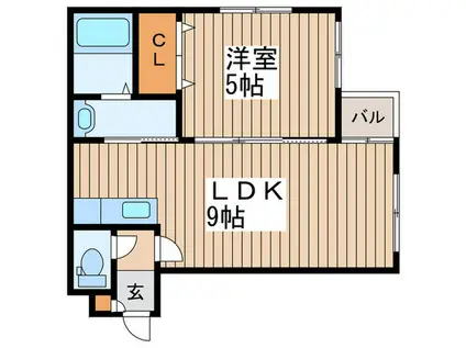 GRANDIR月寒2-6(1LDK/3階)の間取り写真