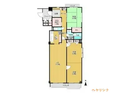 フォアセゾン瓢箪山(3LDK/2階)の間取り写真