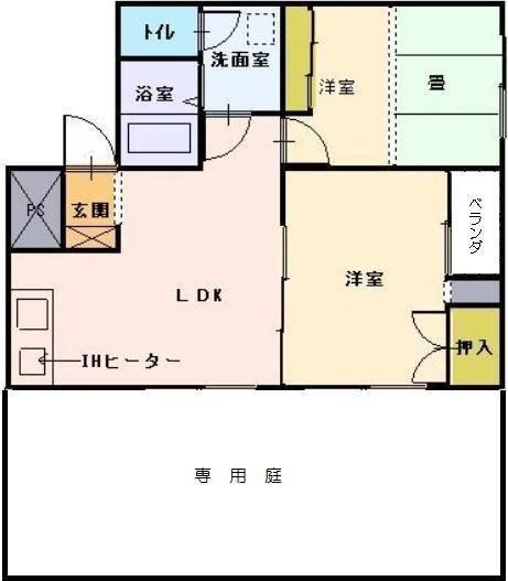 JR福塩線 備後本庄駅 徒歩12分 3階建 築23年(2LDK/1階)の間取り写真